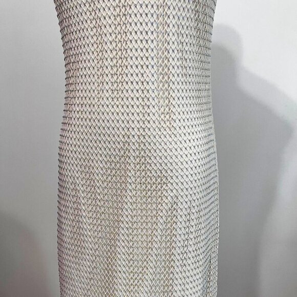 NWT HOUSE OF HARLOW CREAM SLEEVELESS MESH CRYSTAL RHINESTONE PARTY DRESS - XS - Picture 7 of 16